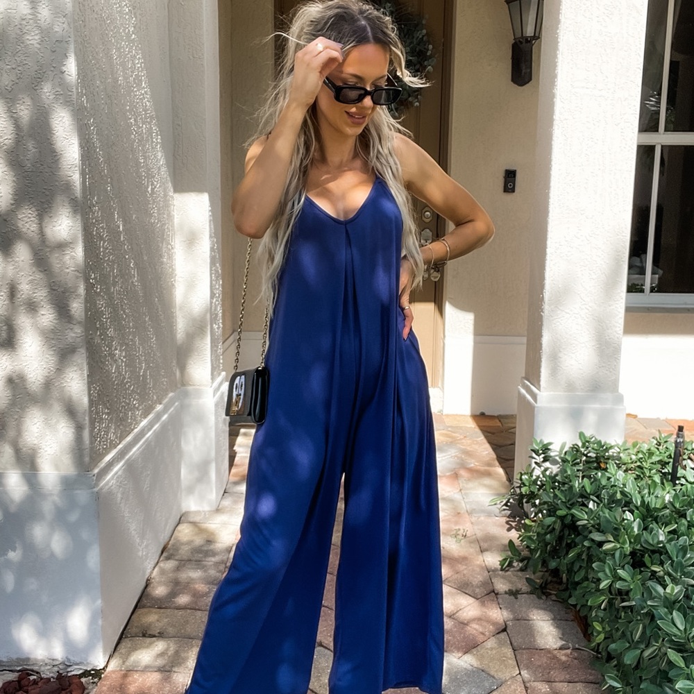 ROYAL BLUE FLOWY JUMPSUIT